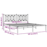 Metal Bed Frame without Mattress with Headboard White 183x203 cm King