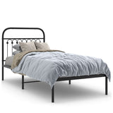 Metal Bed Frame without Mattress with Headboard Black 90x190 cm - Front View