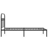 Metal Bed Frame without Mattress with Headboard Black 90x190 cm - 45-Degree Angle