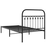 Metal Bed Frame without Mattress with Headboard Black 90x190 cm - Rear View