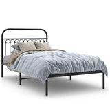 Metal Bed Frame without Mattress with Headboard Black 107x203 cm King Single - Front View