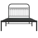 Metal Bed Frame without Mattress with Headboard Black 107x203 cm King Single