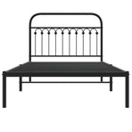 Metal Bed Frame without Mattress with Headboard Black 107x203 cm King Single