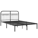 Metal Bed Frame without Mattress with Headboard Black 135x190 cm - Side View