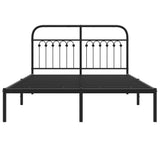 Metal Bed Frame without Mattress with Headboard Black 135x190 cm - Top-Down View