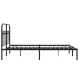 Metal Bed Frame without Mattress with Headboard Black 135x190 cm - 45-Degree Angle
