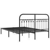 Metal Bed Frame without Mattress with Headboard Black 135x190 cm - Rear View