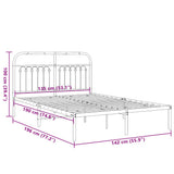 Metal Bed Frame without Mattress with Headboard Black 135x190 cm - Low Angle