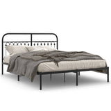 Metal Bed Frame without Mattress with Headboard Black 150x200 cm - Front View