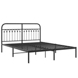 Metal Bed Frame without Mattress with Headboard Black 150x200 cm - Side View
