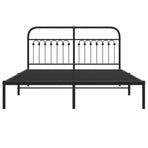 Metal Bed Frame without Mattress with Headboard Black 150x200 cm