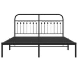 Metal Bed Frame without Mattress with Headboard Black 150x200 cm - Top-Down View
