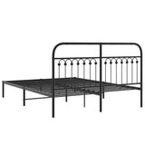 Metal Bed Frame without Mattress with Headboard Black 150x200 cm - Rear View
