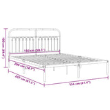 Metal Bed Frame without Mattress with Headboard Black 150x200 cm - Low Angle