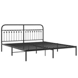 Metal Bed Frame without Mattress with Headboard Black 183x203 cm King - Side View