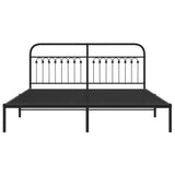 Metal Bed Frame without Mattress with Headboard Black 183x203 cm King