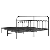 Metal Bed Frame without Mattress with Headboard Black 183x203 cm King - Rear View