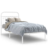 Metal Bed Frame without Mattress with Headboard White 90x190 cm - Front View