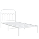 Metal Bed Frame without Mattress with Headboard White 90x190 cm - Side View