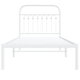 Metal Bed Frame without Mattress with Headboard White 90x190 cm