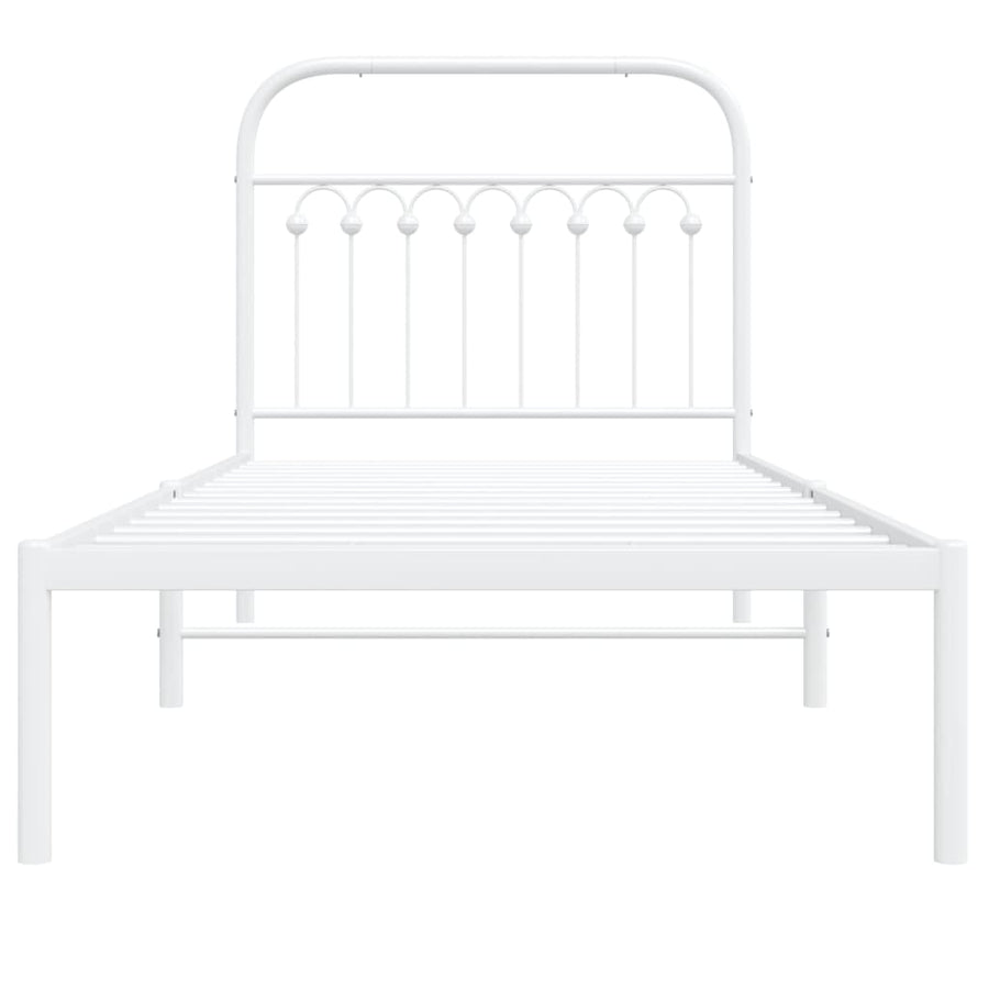 Metal Bed Frame without Mattress with Headboard White 90x190 cm