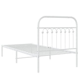 Metal Bed Frame without Mattress with Headboard White 90x190 cm - Rear View