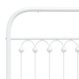 Metal Bed Frame without Mattress with Headboard White 90x190 cm - Close-Up Angle