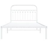 Metal Bed Frame without Mattress with Headboard White 107x203 cm King Single