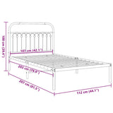 Metal Bed Frame without Mattress with Headboard White 107x203 cm King Single - Low Angle