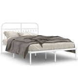 Metal Bed Frame without Mattress with Headboard White 135x190 cm - Front View