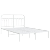 Metal Bed Frame without Mattress with Headboard White 135x190 cm