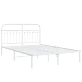 Metal Bed Frame without Mattress with Headboard White 135x190 cm - Side View