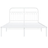 Metal Bed Frame without Mattress with Headboard White 135x190 cm - Top-Down View