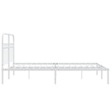 Metal Bed Frame without Mattress with Headboard White 135x190 cm