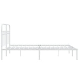 Metal Bed Frame without Mattress with Headboard White 135x190 cm - 45-Degree Angle