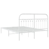 Metal Bed Frame without Mattress with Headboard White 135x190 cm - Rear View