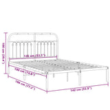 Metal Bed Frame without Mattress with Headboard White 135x190 cm - Low Angle