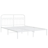 Metal Bed Frame without Mattress with Headboard White 150x200 cm - Side View