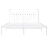 Metal Bed Frame without Mattress with Headboard White 150x200 cm