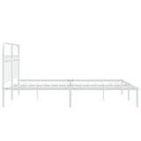 Metal Bed Frame without Mattress with Headboard White 150x200 cm - 45-Degree Angle