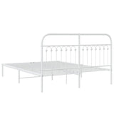 Metal Bed Frame without Mattress with Headboard White 150x200 cm - Rear View