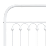 Metal Bed Frame without Mattress with Headboard White 150x200 cm - Close-Up Angle