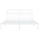 Metal Bed Frame without Mattress with Headboard White 183x203 cm King