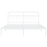 Metal Bed Frame without Mattress with Headboard White 183x203 cm King - Top-Down View
