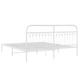 Metal Bed Frame without Mattress with Headboard White 183x203 cm King