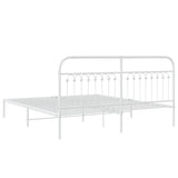 Metal Bed Frame without Mattress with Headboard White 183x203 cm King - Rear View