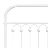Metal Bed Frame without Mattress with Headboard White 183x203 cm King - Close-Up Angle