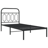 Metal Bed Frame without Mattress with Headboard Black 90x190 cm - Side View