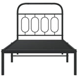Metal Bed Frame without Mattress with Headboard Black 90x190 cm - Top-Down View