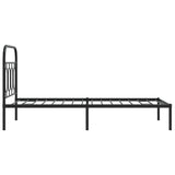 Metal Bed Frame without Mattress with Headboard Black 90x190 cm - 45-Degree Angle